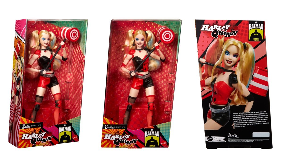 Harley Quinn Barbie doll packaging.