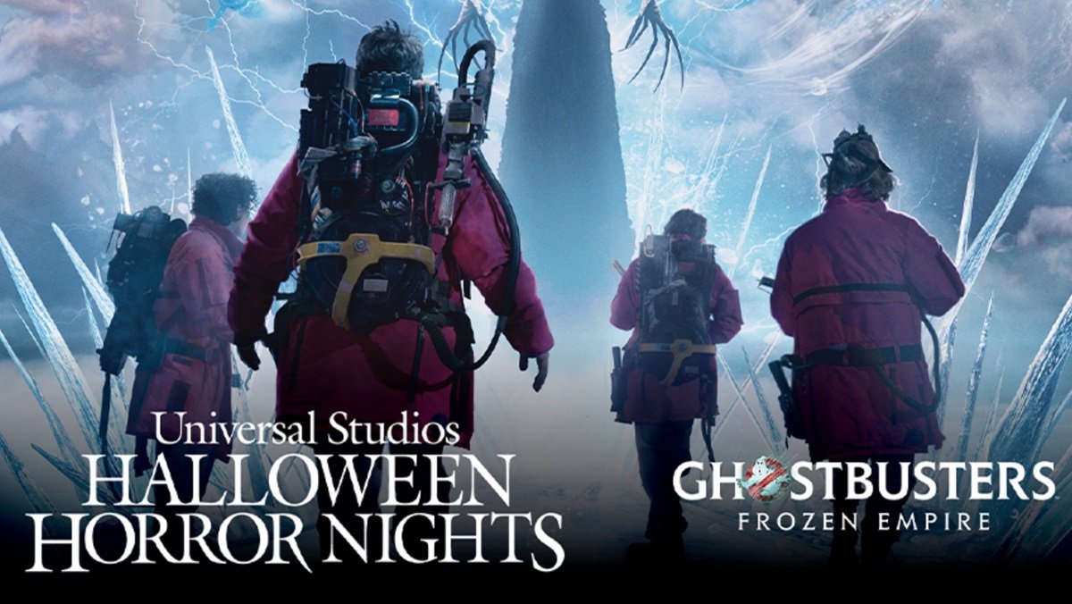 Logo art for Ghostbusters: Frozen Empire from Universal Hollywood Halloween Horror Nights 2024.
