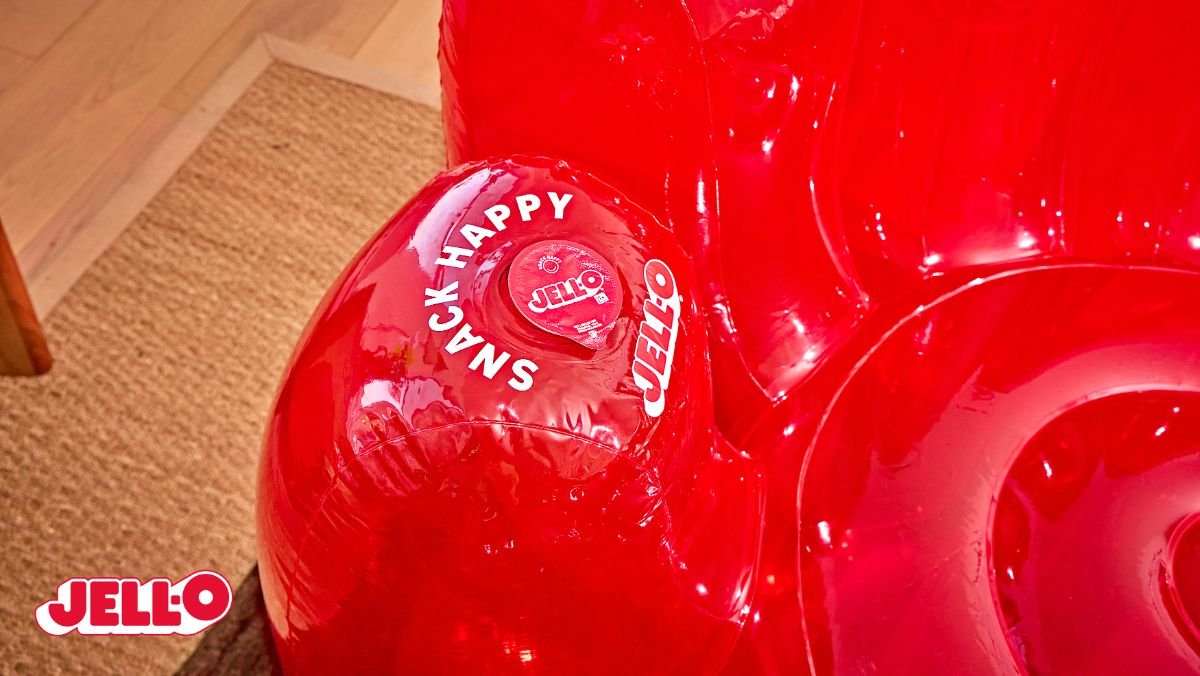 Inflatable JELL-O Chair close up.