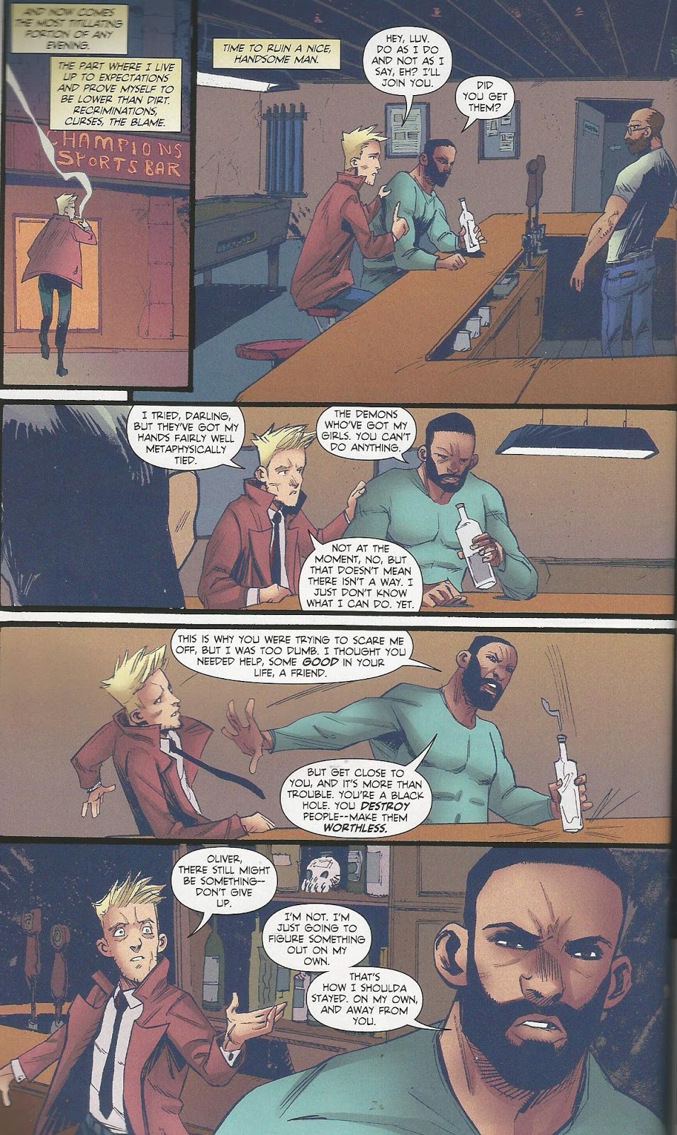 comic scene of john constantine and oliver from hellblazer