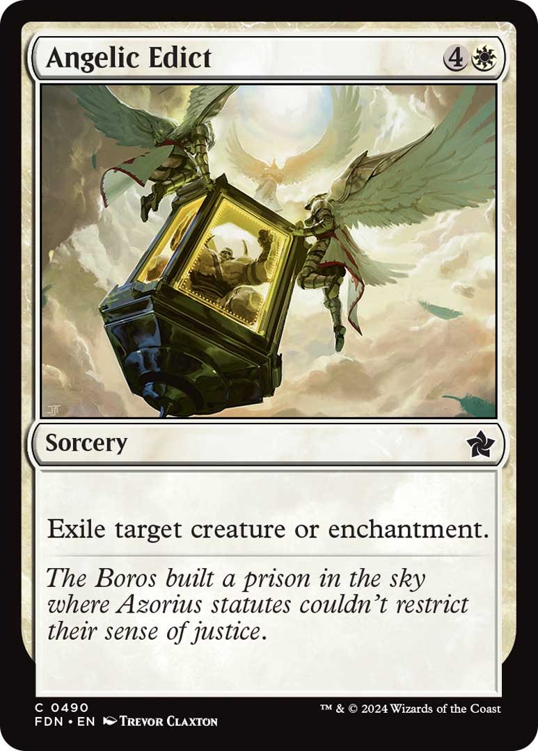 The u0022Angelic Edictu0022 card from Magic: The Gathering's Foundations set.