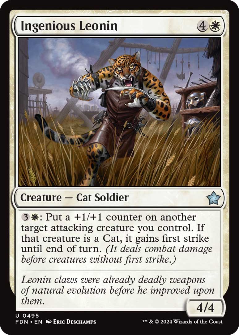 The u0022Ingenious Leoninu0022 card from Magic: The Gathering's Foundations set.