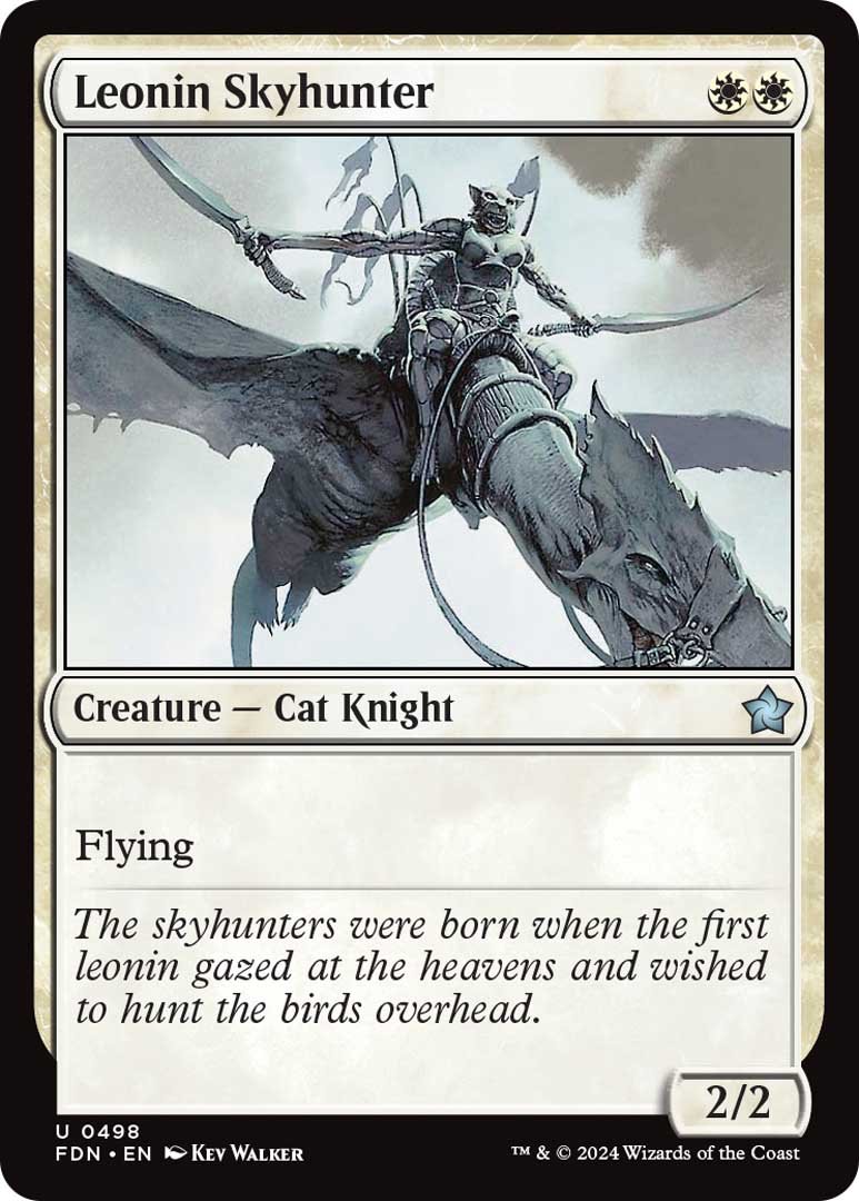 The u0022Leonin Skyhunteru0022 card from Magic: The Gathering's Foundations set.