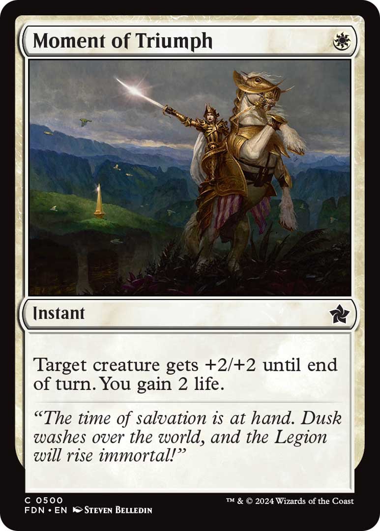 The u0022Moment of Truthu0022 card from Magic: The Gathering's Foundations set.