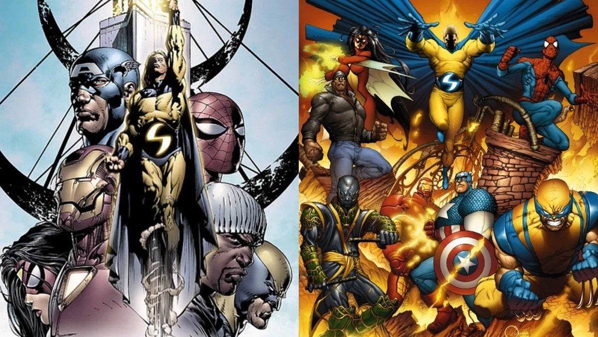 Sentry as a member of the New Avengers, art by David Finch and Joe Quesada.