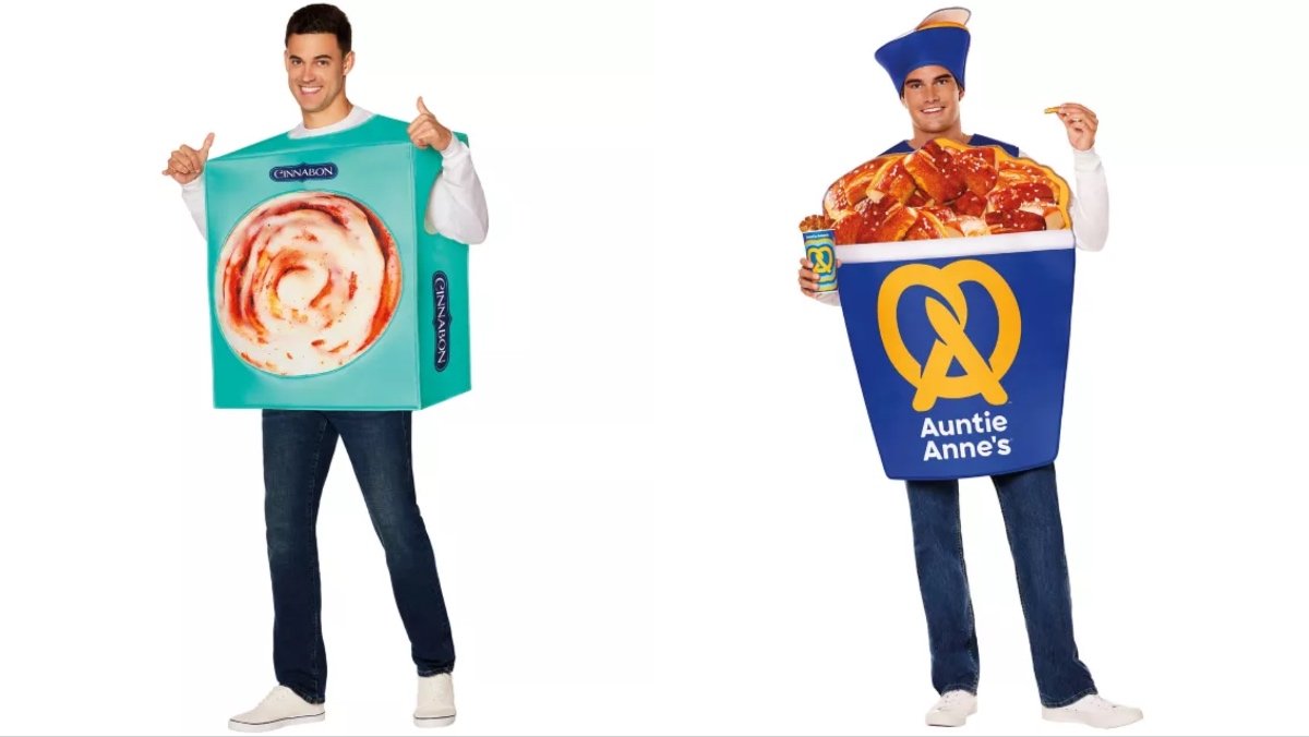 Spirit Halloween Cinnabon and Auntie Anne costumes