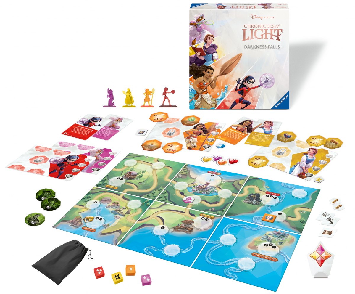 Chronicles of Light Darkness Falls Disney Edition tiles and game pieces