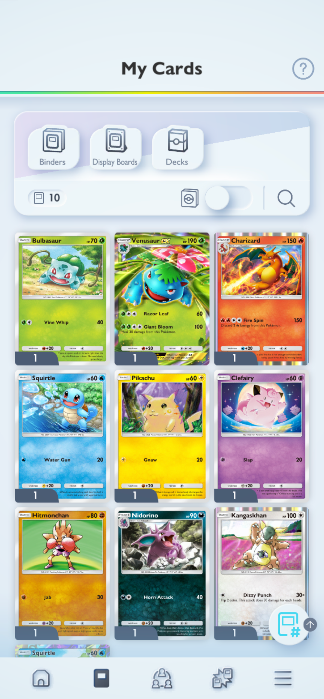 Pokemon Trading Card Game Pocket Collection Board Screenshot.